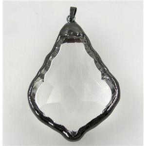 chinese crystal glass pendant, black plated, approx 45-65mm