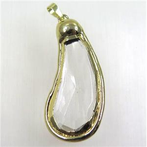 chinese crystal glass pendant, gold plated, approx 20-50mm