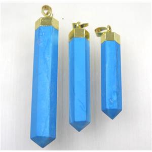 blue turquoise bullet pendants, dye, approx 14-70mm