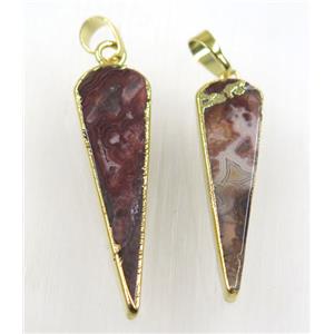 Mexican Crazy Agate pendulum pendant, gold plated, approx 10-38mm
