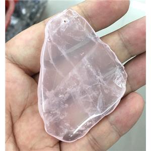 rose quartz slab pendant, freeform, polished, approx 30-50mm