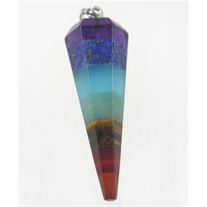 mix gemstone chakra pendulum pendant, yoga, multi color, approx 10-40mm