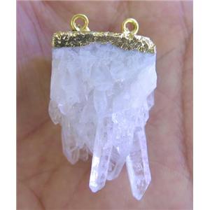 clear quartz cluster pendant, gold plated, approx 20-35mm