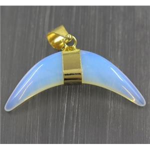 white Opalite crescent moon pendant, gold plated, approx 12-40mm