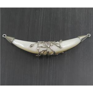 white pearl shell horn pendant with 2loops, approx 10-65mm
