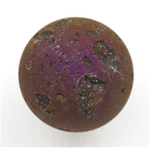 purple round Agate druzy ball charms, no-hole, approx 38mm dia