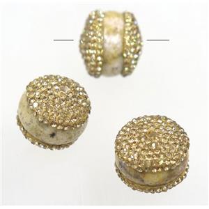 porcelain bead paved rhinestone, rondelle, approx 14-16mm