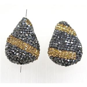 Clar teardrop beads paved rhinestone, approx 20-30mm
