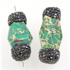 green imperial jasper beads paved rhinestone, approx 15-35mm