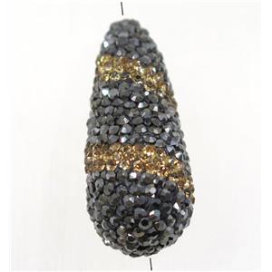 clay teardrop beads paved rhinestone, approx 13-35mm