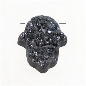 back Druzy Agate Hamsahand pendant, approx 11-13mm