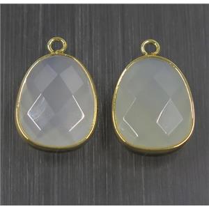 milkwhite crystal glass pendant, faceted teardrop, approx 15-20mm