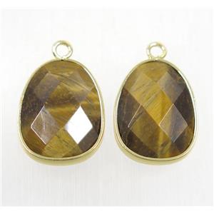 tiger eye stone pendant, faceted teardrop, approx 15-20mm