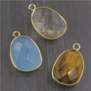 mix gemstone pendant, faceted teardrop, approx 15-20mm