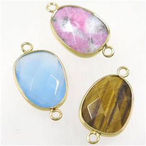 mix gemstone connector, gold plated, approx 15-20mm