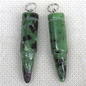 Ruby Zoisite bullet pendant, approx 10x40mm