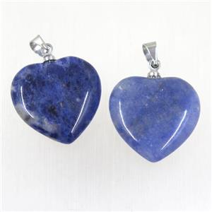 blue Sodalite heart pendant, approx 20mm