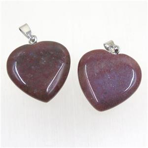 purple Jasper heart pendant, approx 25mm