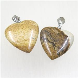 Picture Japser heart pendant, approx 25mm