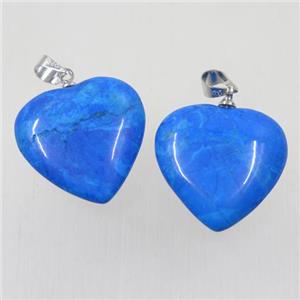 blue dye Turquoise heart pendant, approx 20mm