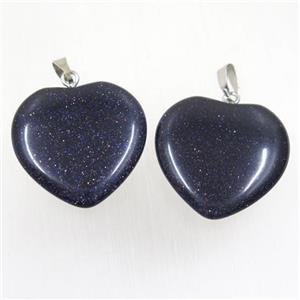 blue SandStone heart pendant, approx 20mm