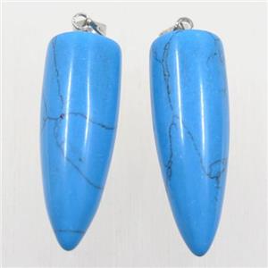 blue Turquoise bullet pendant, approx 10-30mm