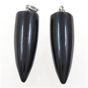 black Onyx Agate bullet pendant, approx 10-30mm