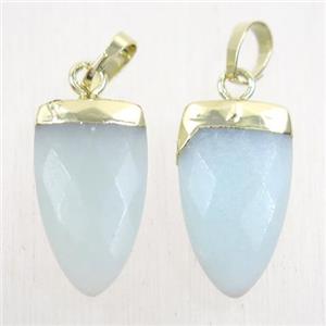 blue Aventurine pendants, faceted arrowhead, gold plated, approx 10-18mm