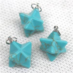 Turquoise pendant, star, approx 20mm dia