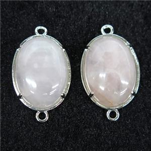 Rose Quartz connector, oval, approx 15x20mm