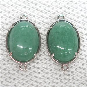 green Aventurine connector, oval, approx 15x20mm