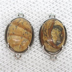 Picture Jasper connector, oval, approx 15x20mm