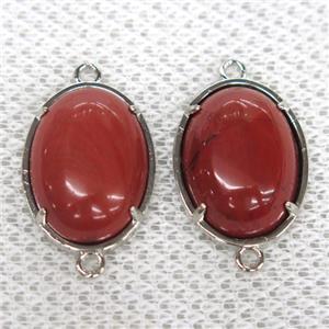 red Jasper connector, oval, approx 15x20mm