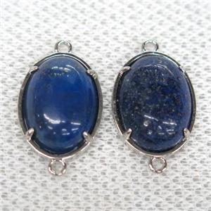 blue Lapis Lazuli connector, oval, approx 15x20mm