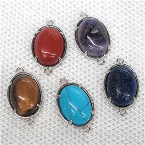 mix gemstone connector, oval, approx 15x20mm
