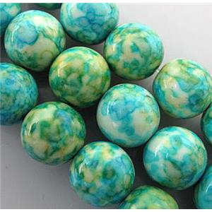 rainforest jasper beads, aqua, stability, round, 14mm dia, approx 28pcs per st