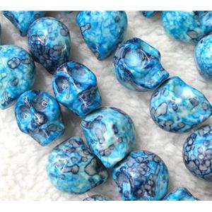 Rain Colored Stone Skull Beads, stability, approx 10x12mm, 33pcs per st