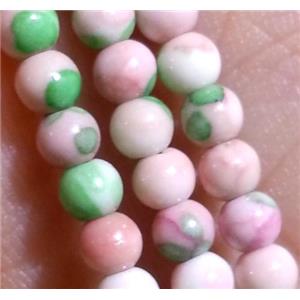 pink Rainforest Stone beads, round, stability, approx 3mm dia, 15.5 inches