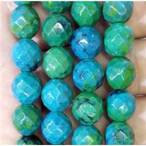 Chrysocolla beads, faceted round, stability, approx 12mm dia, 31pcs per st