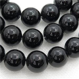 Natural Black Onyx Agate Beads Smooth Round, approx 8mm dia, 15.5 inches