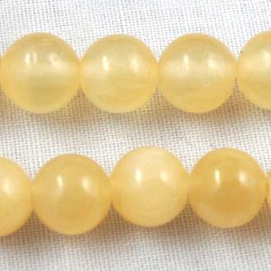 yellow jade beads, round, 6mm dia, approx 67pcs per st.