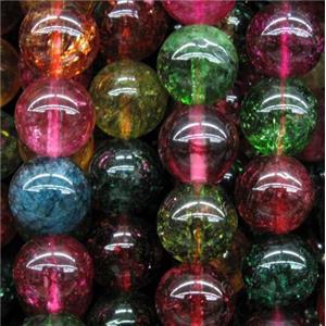 round Rainbow Tourmaline Beads, approx 14mm dia