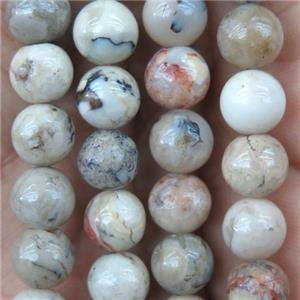 round white African Moss Opal Jasper beads, approx 6mm dia