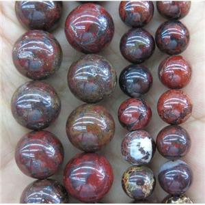 round Poppy Unakite beads, approx 4mm dia