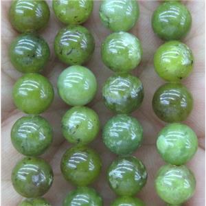 round Olive jade beads, approx 8mm dia