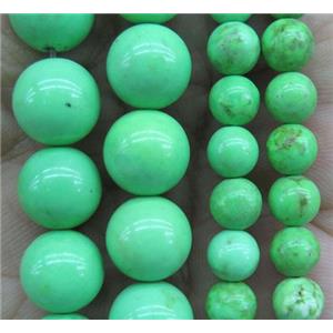 round howlite turquoise beads, green dye, approx 6mm dia