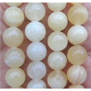 round Honey Jade beads, light yellow, approx 8mm dia