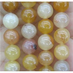 Yellow Jade beads, round, approx 8mm dia