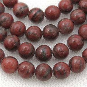 Natural Red Sesame Jasper Beads Smooth Round, approx 10mm dia, 38pcs per st