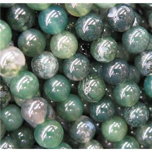 round Moss Agate Beads, green, approx 10mm dia